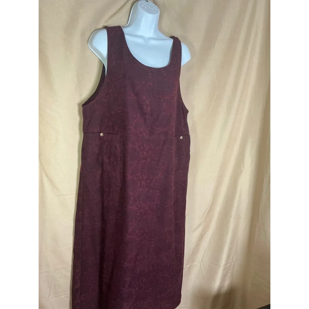 White Stag JumperDress Womens L Cherry Burgundy Paisley Stretch Pocket Excellent